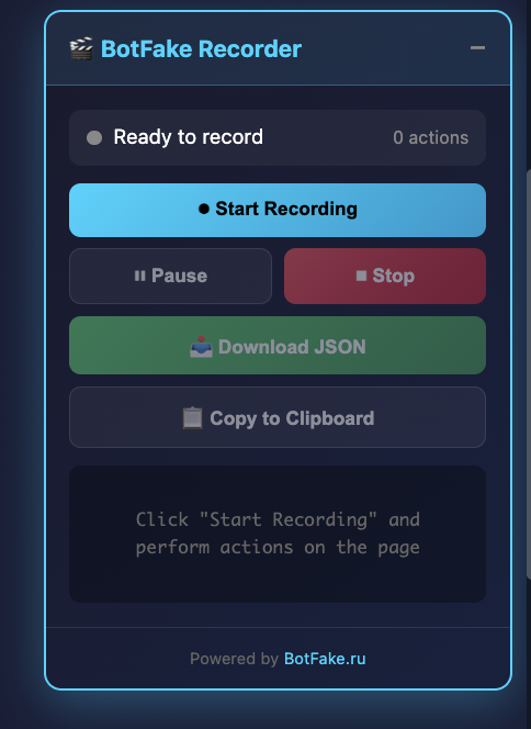 BotFake Recorder Widget - Ready